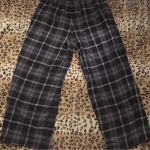 Plaid Wide-Leg Lounge Pants in Charcoal and Gray